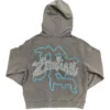 Mixed Emotions Angel Rhinestone Full Zip Grey Hoodie 