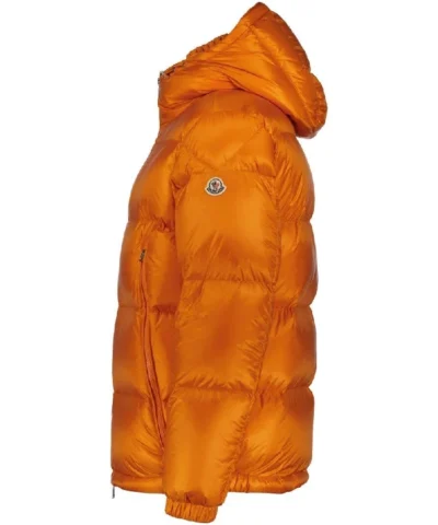 Moncler Orange Quilted Ripstop Down Orange Hooded Jacket