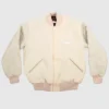 Music Festival Lollapalooza Wool and Leather Bomber Varsity Jacket - White