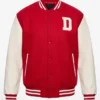 NRL Fan Day Valentine Holmes Red and White Varsity Jacket
