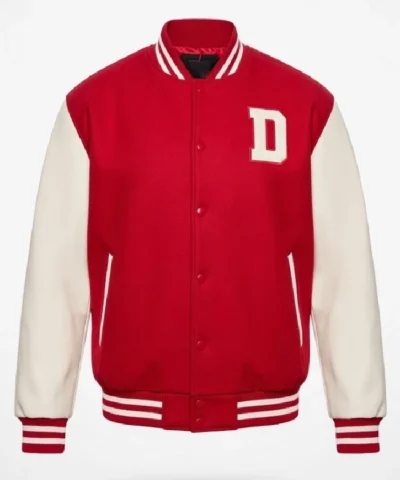 NRL Fan Day Valentine Holmes Red and White Varsity Jacket