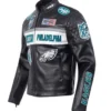 National Football League 2025 NFC East Philadelphia Eagles Black Moto Jacket