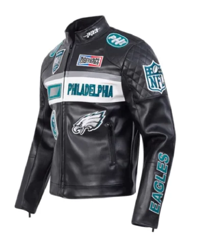 National Football League 2025 NFC East Philadelphia Eagles Black Moto Jacket