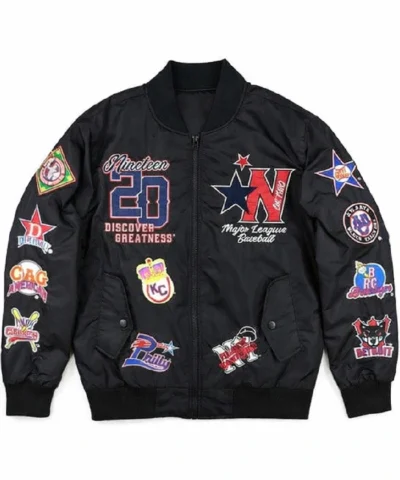 Negro Leagues Baseball Commemorative Black Bomber Satin Jacket