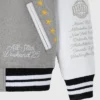 OVO NBA All-Star Gray and White Varsity Leather Jacket
