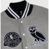 OVO NBA All-Star White Varsity Wool and Leather Jacket