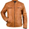 Order Ethan Distressed Waxed Leather Cafe Racer Jacket For Sale