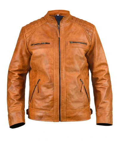 Order Now Ethan Distressed Waxed Leather Cafe Racer Jacket For Sale