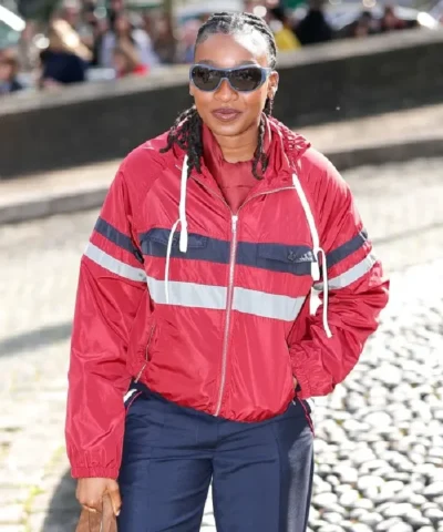 Paris Fashion Week Fall 2026 Little Simz Red Windbreaker Jacket 
