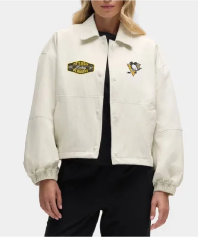 Pittsburgh Penguins Heathered Bone Coachs Jacket
