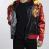 Pokemon Charizard Souvenir Satin Black and Red Bomber Jacket