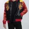 Pokemon Charizard Souvenir Satin Black and Red Jacket For Sale 