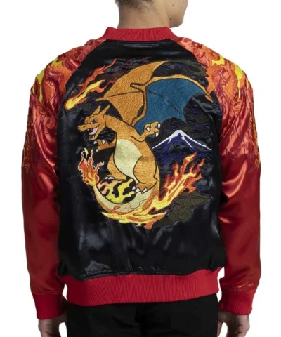 Pokemon Charizard Souvenir Satin Bomber Jacket For Sale 