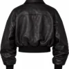 Rihanna Black Oversized Rider Leather Bomber Jacket For Women's