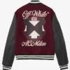 Shop AC MILAN X Off-White Bordeaux Wool Varsity Jacket