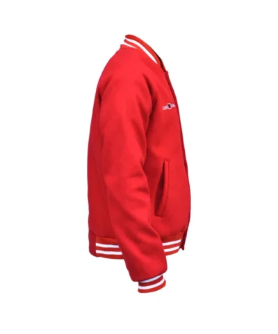 Shop Disney World Mickey Mouse Red Varsity Bomber Jacket For Sale