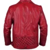 Shop Now Red Real Leather Biker Style Jacket For Men