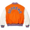 Shop Now Supreme Tiger Full Snap Orange Wool Varsity Jacket