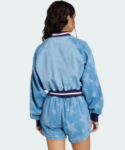 Shop SST Denim Graphic Varsity Blue Jacket