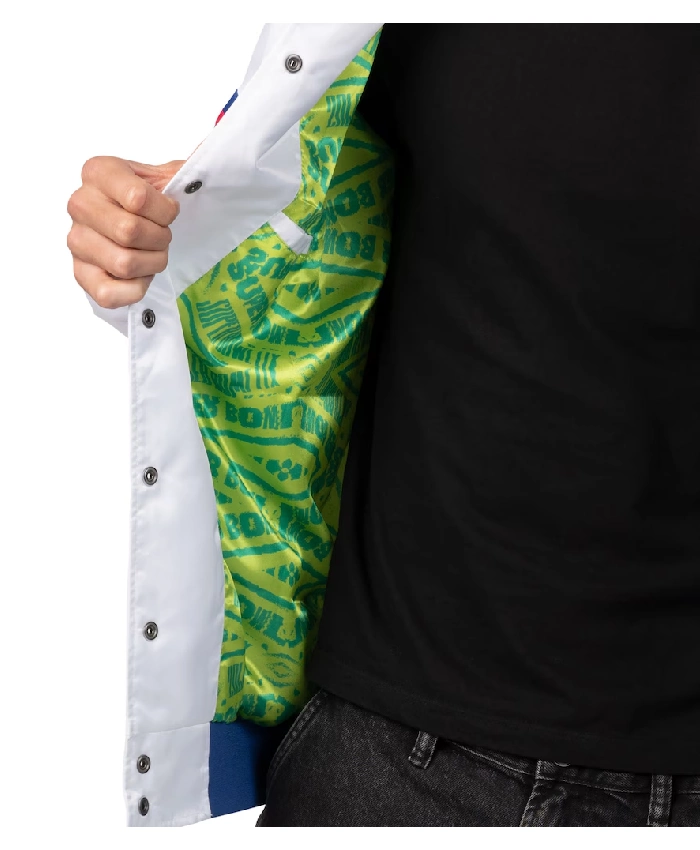 Shop Super Bowl LIX Starter Full-Snap White Varsity Jacket