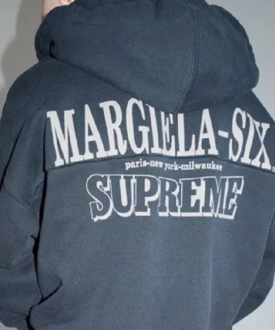 Shop Supreme x Maison Margiela Blue Fleece Hoodie