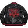 Shop Supreme x Thrasher Full-Snap Black Satin Varsity Bomber Jacket 