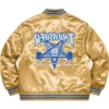 Shop Supreme x Thrasher Full-Snap Golden Satin Varsity Bomber Jacket 