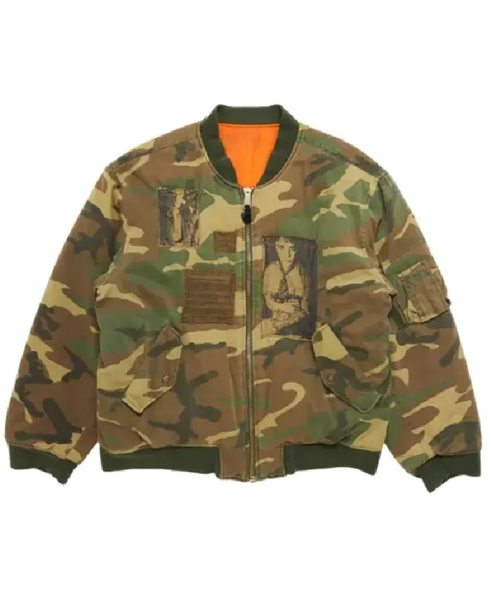 Slide Raf Simons Riot Green Camo Bomber Jacket For Men and Women