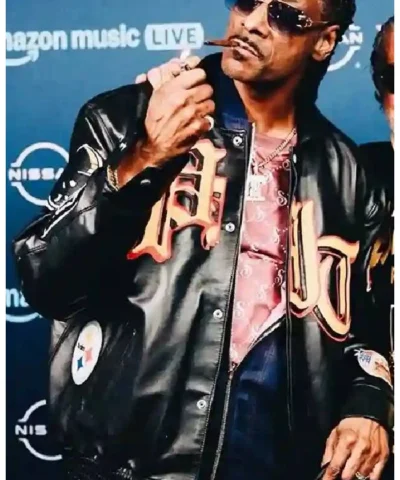 Alternative view of Snoop Dogg Jeff Hamilton Steelers Leather Jacket