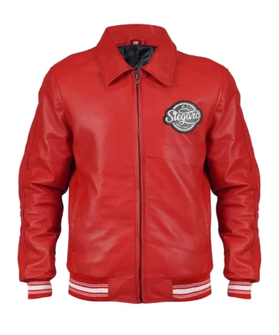 Stegaro Fizz Club Bomber Leather Red Jacket