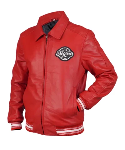 Stegaro Fizz Club Leather Jacket in Red