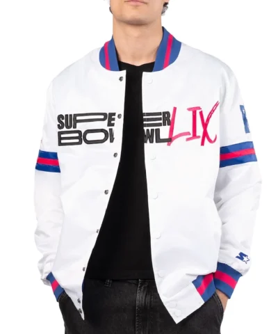 Super Bowl LIX Starter Full-Snap White Varsity Jacket