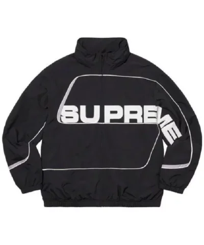Supreme S Panelled Track Jacket in Black and White