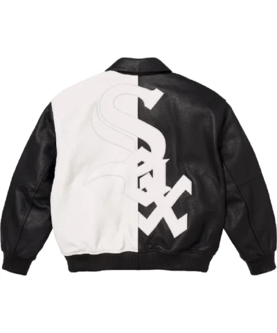 Supreme x Chicago White Sox Black and Pink Leather Jacket