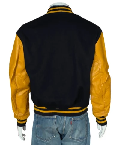 Teamsters Gold Full-Snap Varsity Wool and Leather Jacket