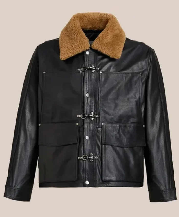 Nick Jonas The Today Show 2026 Sherpa Collar Leather Jacket - Image 2