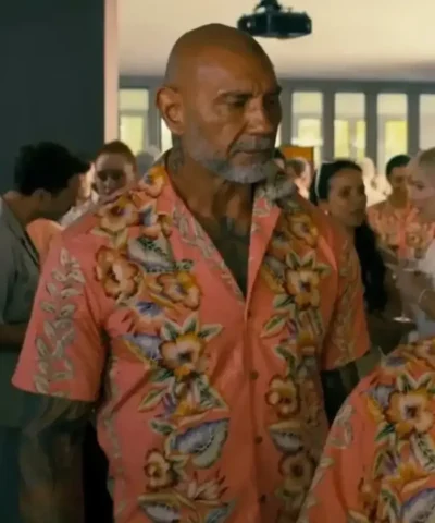 The Wrecking Crew Dave Bautista Orange Floral Shirt
