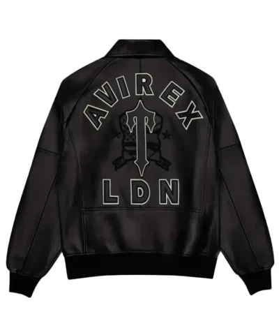 Trapstar X Avirex Icon Black Leather Bomber Jacket