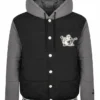True Religion Black Puffer Varsity Jacket