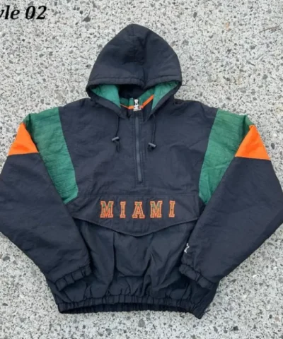 University of Miami Hurricanes 90s Black Pullover Jcket