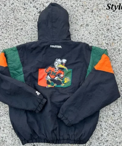 University of Miami Hurricanes 90s Black Pullover Jacket