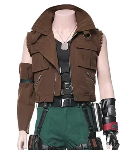 Video Game Final Fantasy VII Remake Barret Wallace Brown Learther Vest