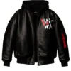 WWE RAW 2026 Liv Morgan RAW is WAR Black Bomber Hooded Jacket