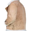 Womens Brown Suede Biker Jacket With White Fur Left