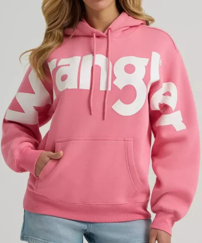 Wrangler Wide Open Spaces Logo Pink Hoodie Front View