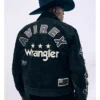 Wrangler x AVIREX Black Leather Trucker Jacket
