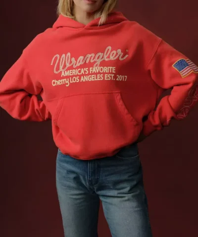 Wrangler x Cherry Americas Red Hoodie Front View