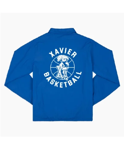 1970s Xavier Musketeers Basketball Full Snap Blue Jacket