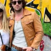 Aaron Taylor Johnson Brown Leather Jacket For Men