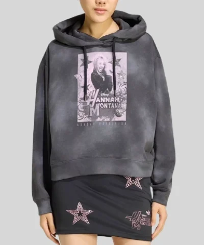  Adidas Disney Hannah Montana Sweatshirt Grey Fleece Hoodie